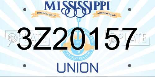 3Z20157 Mississippi License Plate
