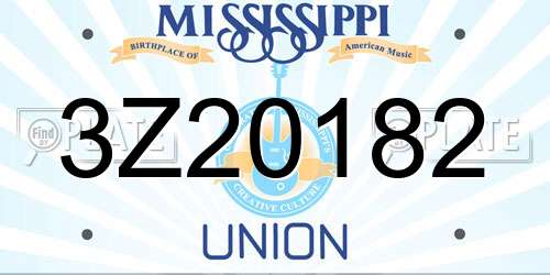 3Z20182 Mississippi License Plate