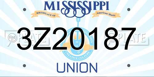 3Z20187 Mississippi License Plate