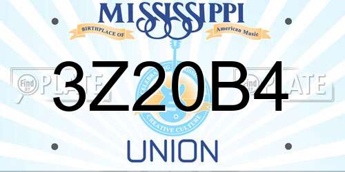 3Z20B4 Mississippi License Plate