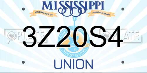 3Z20S4 Mississippi License Plate