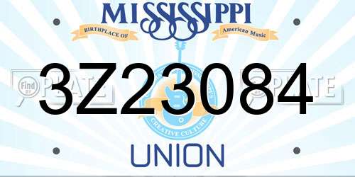 3Z23084 Mississippi License Plate