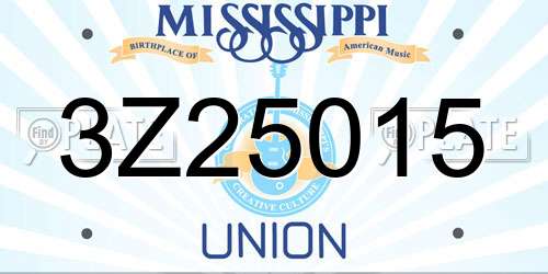 3Z25015 Mississippi License Plate