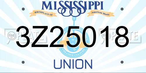 3Z25018 Mississippi License Plate