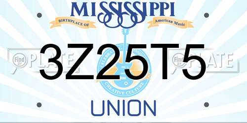3Z25T5 Mississippi License Plate