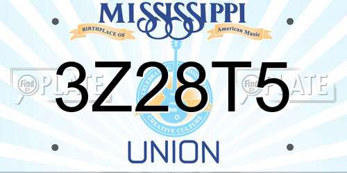 3Z28T5 Mississippi License Plate