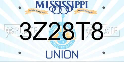 3Z28T8 Mississippi License Plate