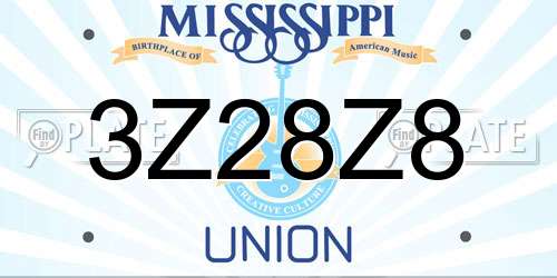 3Z28Z8 Mississippi License Plate
