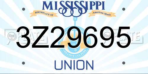 3Z29695 Mississippi License Plate
