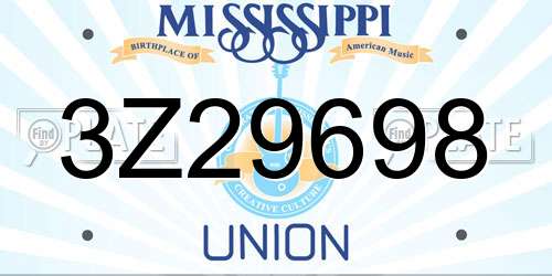 3Z29698 Mississippi License Plate