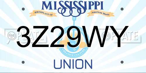 3Z29WY Mississippi License Plate