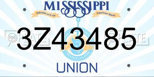 3Z43485 Mississippi License Plate