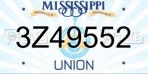 3Z49552 Mississippi License Plate