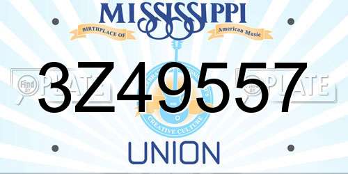 3Z49557 Mississippi License Plate