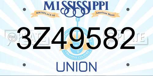 3Z49582 Mississippi License Plate