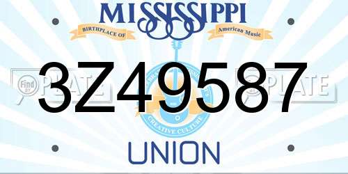 3Z49587 Mississippi License Plate