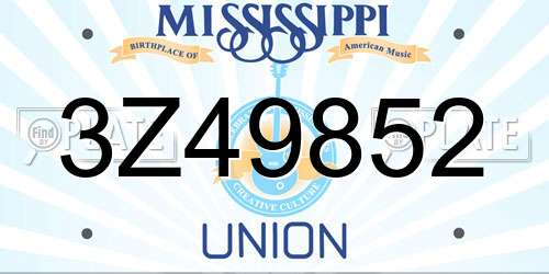 3Z49852 Mississippi License Plate