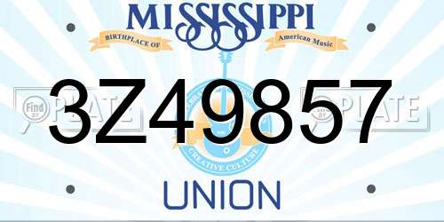 3Z49857 Mississippi License Plate