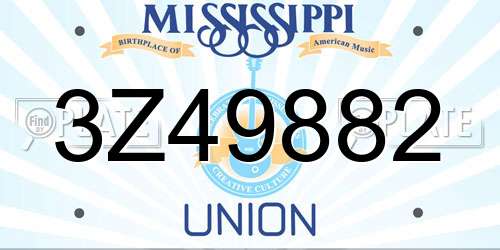 3Z49882 Mississippi License Plate
