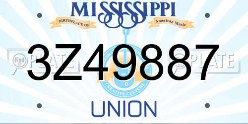 3Z49887 Mississippi License Plate