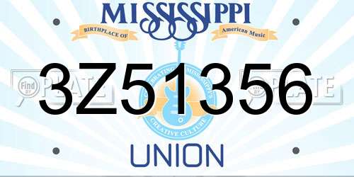 3Z51356 Mississippi License Plate
