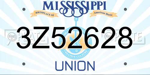 3Z52628 Mississippi License Plate