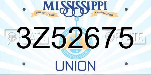 3Z52675 Mississippi License Plate