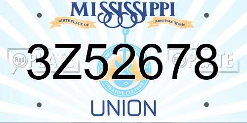 3Z52678 Mississippi License Plate