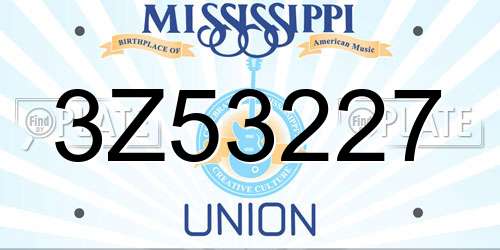 3Z53227 Mississippi License Plate