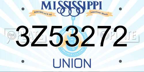 3Z53272 Mississippi License Plate
