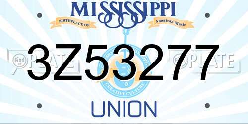 3Z53277 Mississippi License Plate