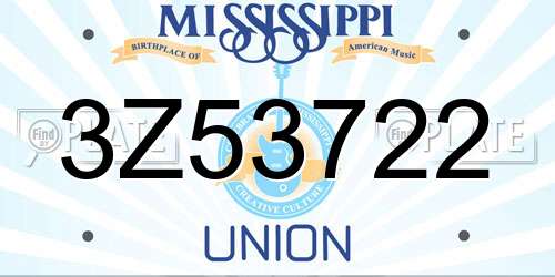 3Z53722 Mississippi License Plate