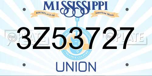 3Z53727 Mississippi License Plate