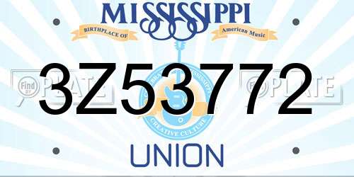 3Z53772 Mississippi License Plate