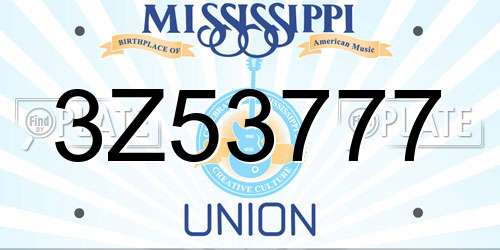 3Z53777 Mississippi License Plate