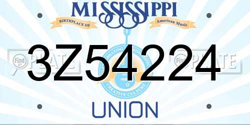 3Z54224 Mississippi License Plate