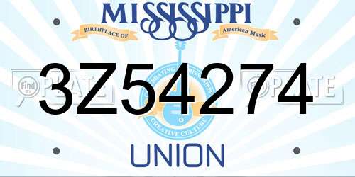 3Z54274 Mississippi License Plate