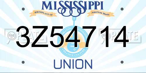 3Z54714 Mississippi License Plate
