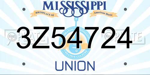 3Z54724 Mississippi License Plate