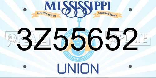 3Z55652 Mississippi License Plate
