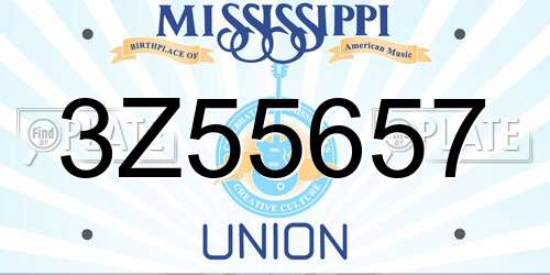 3Z55657 Mississippi License Plate