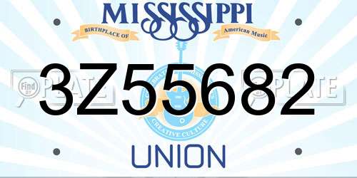 3Z55682 Mississippi License Plate