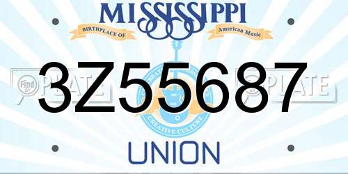 3Z55687 Mississippi License Plate