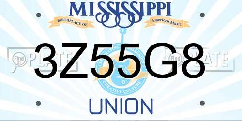 3Z55G8 Mississippi License Plate