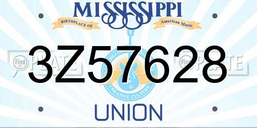 3Z57628 Mississippi License Plate