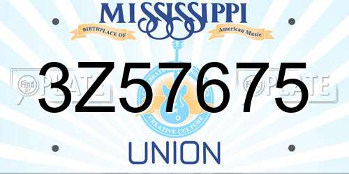 3Z57675 Mississippi License Plate