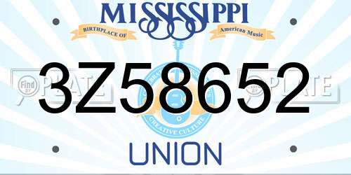 3Z58652 Mississippi License Plate