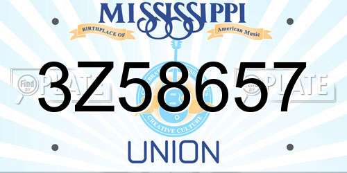 3Z58657 Mississippi License Plate