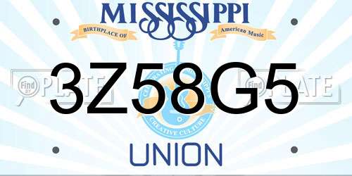 3Z58G5 Mississippi License Plate