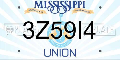 3Z59I4 Mississippi License Plate